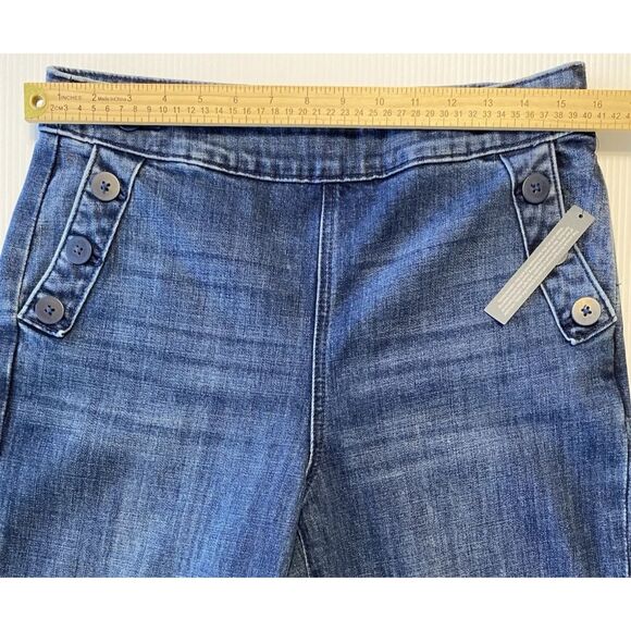 Talbots Women’s Wide Leg Jeans Size 8 (31x29.5) High Waist Sailor Side Zip - Picture 7 of 12